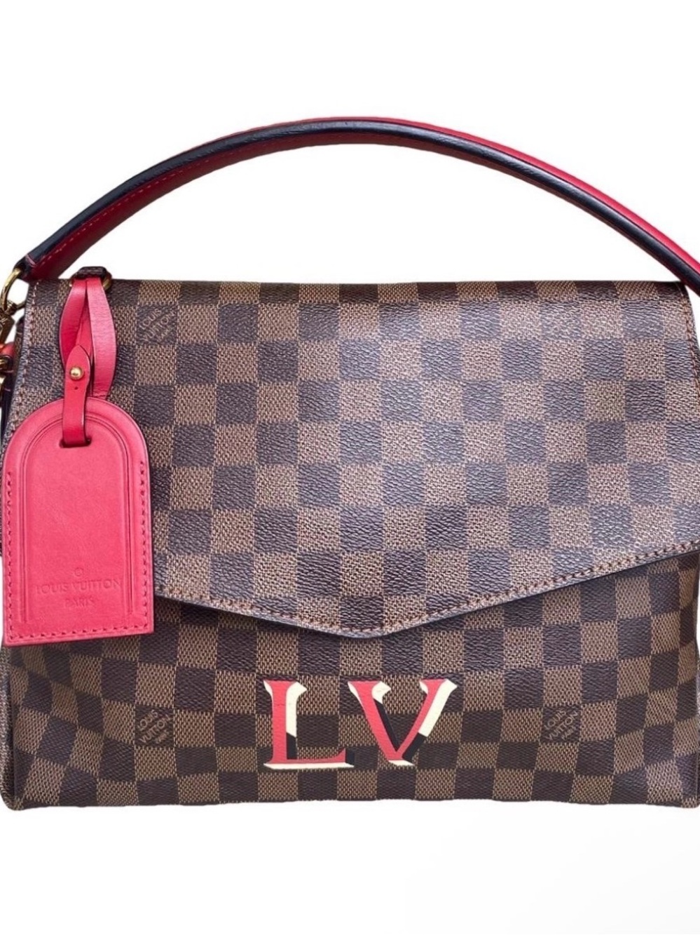 Louis Vuitton Damier Ebene beauberg Shoulder bag with Red Trim